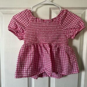 Cat & Jack Pink Blouse with Puff Sleeves and Peplum
